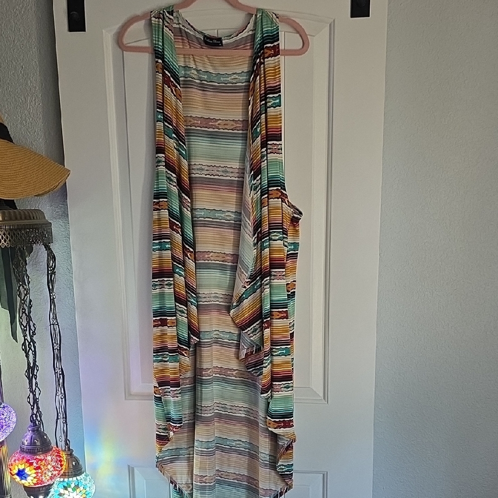 Vibrant Multicolor Striped Sleeveless Vest